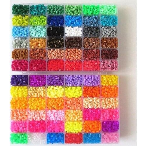 JINLETONG 48Colors Box Kit Hamas Beads 5mm DIY Fuse Iron Beads 5mm Educational Toys Fuse Beads Set Pegboard Sheets Ironing Paper