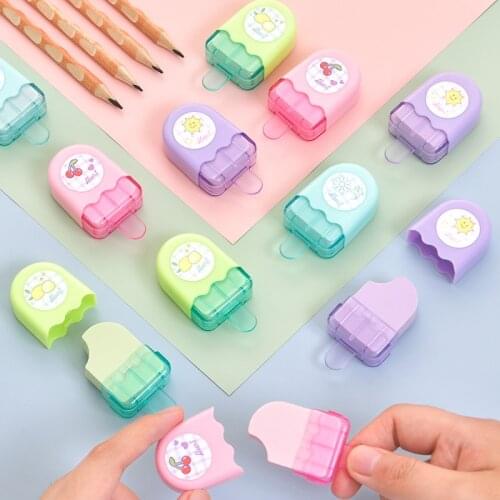 Kawaii Ice Cream Pencil Eraser Novelty Student Learning Cute Kindergarten Kids Prize Eraser School Office Supplies Stationery