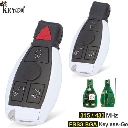 KEYECU Xhorse MB FBS3 BGA Keyless-Go 315 / 433MHz Smart 3 4 Button Remote Car Key Fob for Mercedes-Benz W204 W207 W212 W164 W166