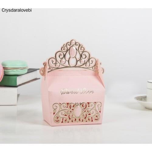 Royal Shiny Gemstone Crown Candy Box Wedding Party Favors Box Birthday Party Candy Box Wedding Souvenir Boda