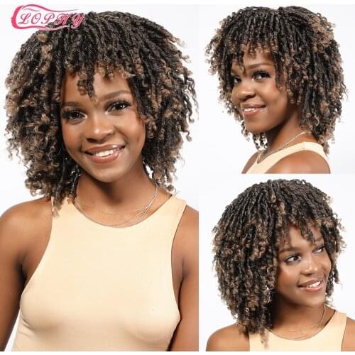 Short Faux Locs Braiding Wig Crochet Twist Hair Synthetic Dreadlock Braided Wig African Fiber Daily Hair Wigs For Black Women