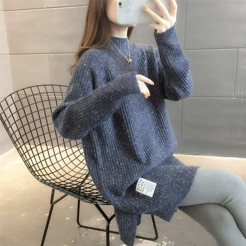 Fashion Sweaters Women Plus Size Turtleneck Mid-Length Pullover 2021 Autumn And Winter Loose Lazy Knit Thicken Female Clothing