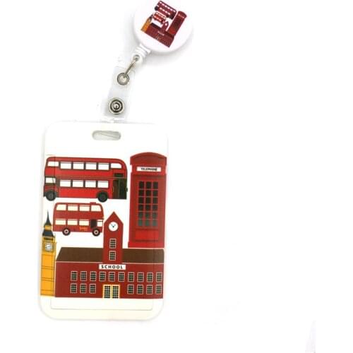 England British Bus Fashion Women Card Holder Lanyard Colorful Retractable Badge Reel Nurse Doctor Student Exhibition