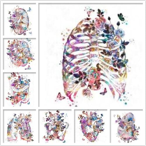 Brain Heart Lung Anatomy Diamond Embroidery Anatomy Organs Human Anatomy Diamond Painting 5d DIY Mosaic Doctor Gift Hospital Dec