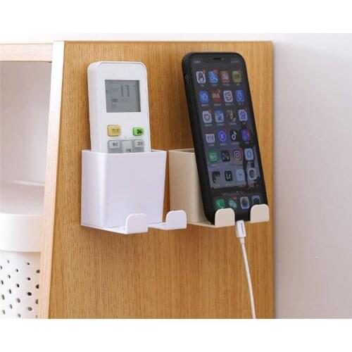 Wall Mounted Storage Organizer Plastic Easy Install Plug Holder Stand Container Remote Control Air Conditioner Storage Case