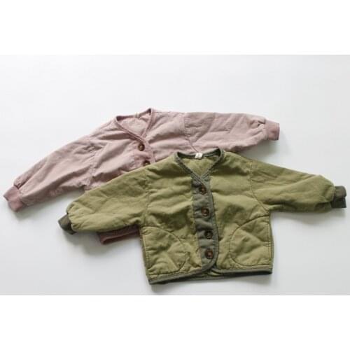 New Autumn Winter Unisex Kids Cotton Jackets Korean Style Solid Color Outerwear Baby Boys Girls Coats Children Clothes