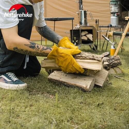 Naturehike Protection Durable Outdoor Leather Gloves Labor Protection Wear-resistant Work Camping Leather Retro Yellow Gloves