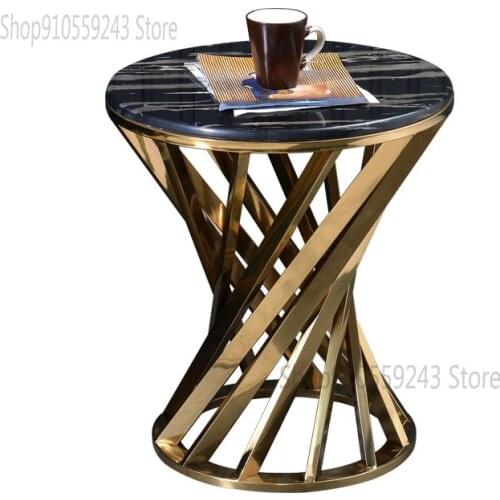 Postmodern Light Luxury Corner Table Small Round Table Stainless Steel Small Coffee Table Round Table Sofa Side Table Modern Min