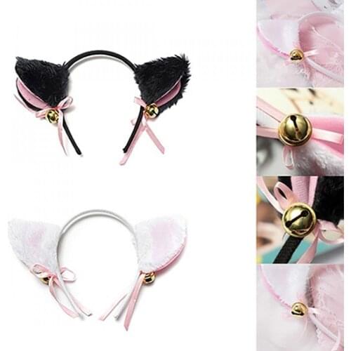 Hot Sales Cartoon Cats Fox Ears Headband with Bell Bow for Anime Cosplay Party Costume