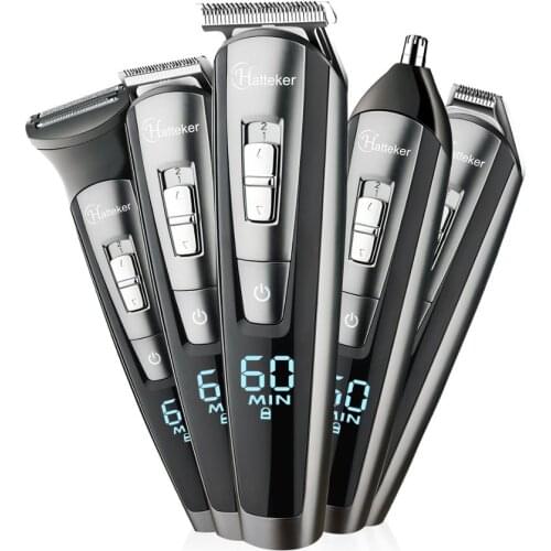 HATTEKER Professional Hair trimmer Electric Hair Cutting Machine 5 in1 Hair clipper Beard trimer for Men 58805 Body Haircut
