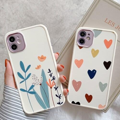 Shockproof Love heart Soft Silicone Phone Case For Iphone 12 Mini 11 Pro MAX X XR XS MAX SE 2020 7 8 Plus Flower Back Cover capa