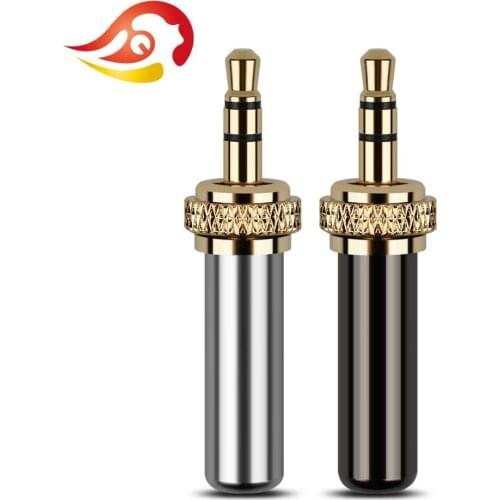 QYFANG 3.5mm 3 Pole Self-Lock Audio Jack Earphone Plug Metal Adapter Bright Case Wire Connector For D11 D16 B03 P03 Headphone