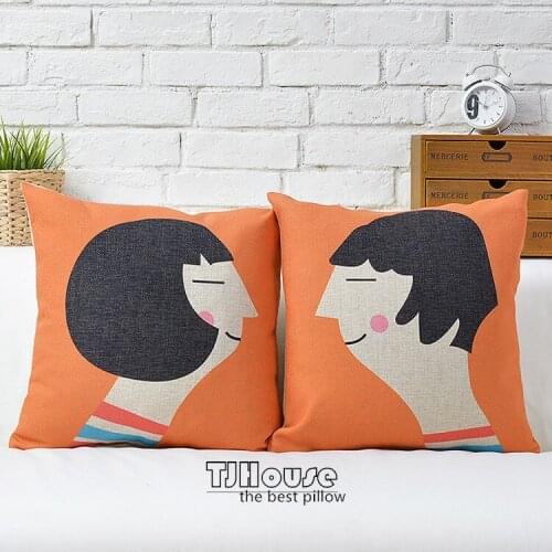 Cute cartoon lovers birthday gift literary personality cotton pillowcase cushion for leaning on of 43 * 43 No Inner