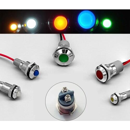Light Indicator Led 220v 6/8/10/12/14/16/19/22/25/28/30 Mm Motorcycle Signal 24v Red Green Beacon Light Led for Car Accessories