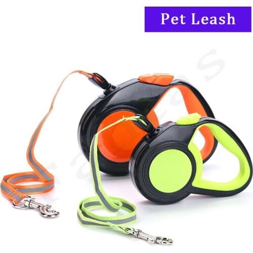 Reflective Dog Leash Automatic Expansion Traction Rope Reinforced Dog Leash Nylon Puppy Pet Dog Leashes Walking Running Leash