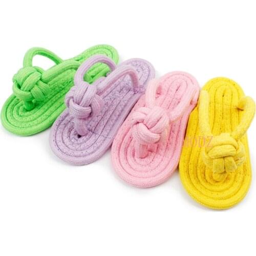 Transer Cotton Rope Dog Toy Slipper Shoes Shape Pet Dog Biting Chew Firm Pet Toy Outdoor Traning for Small Medium Dogs