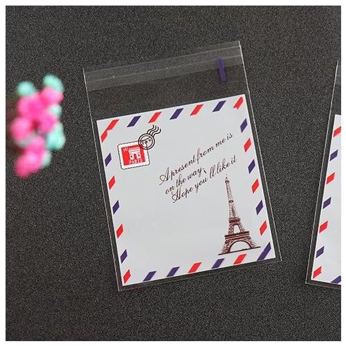 Cookie Packing 100 pcs/lot Eiffel Tower Cookies Packaging Bag Plastic Biscuit Macaron Decorating Bags Wedding gift bag 10cm*10cm