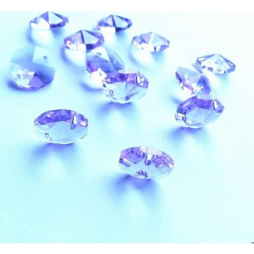 Top Quality 2000pcs 14mm K9 Lilac Crystal Octagon Beads In 2 Holes For Chandelier Glass Lighting Accessories Suncatchers Stones