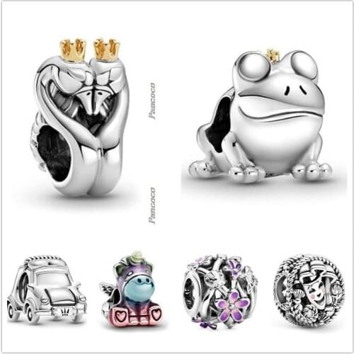 Original 925 Sterling Silver Colourful Rainbow Bruno The Unicorn Charm Beads Fit Women Pandora Bracelet & Necklace Jewelry