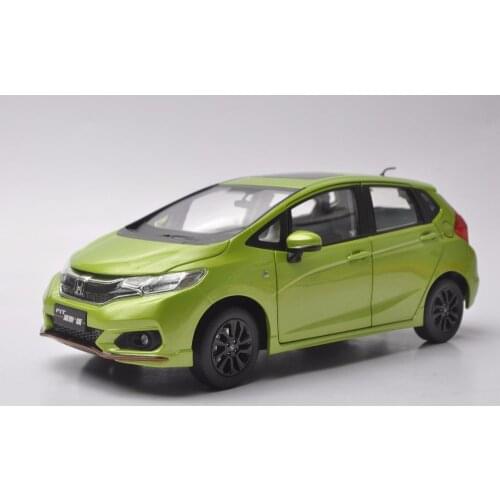 1:18 Diecast Model for Honda Fit Sport Jazz GK5 2018 Green Hatchback Alloy Toy Car Miniature Collection Gifts