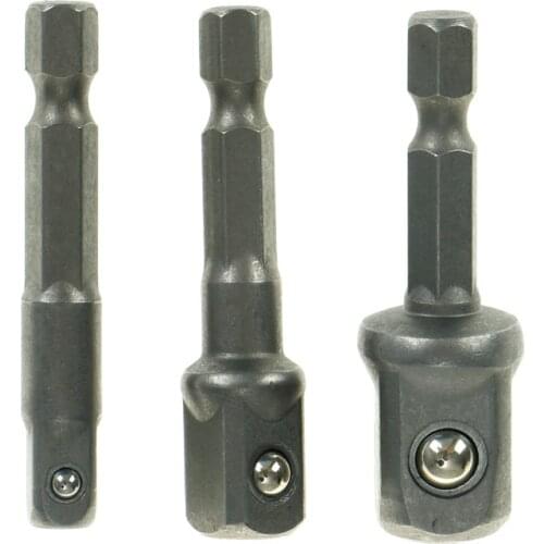 1/4 3/8 1/2" 3PC Impact Drill Socket Adapter Bits Set Mini Extension Rod Power Tools Nut Driver