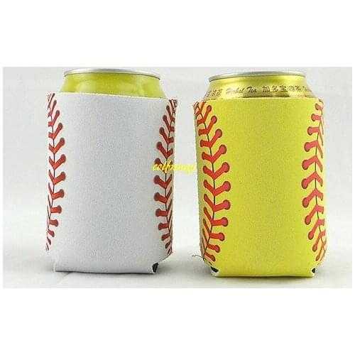 10pcs/lot 10*14cm Monogrammed Neoprene Baseball Can Cooler holder case Softball Strings Can Insulator Cola bottle Cover