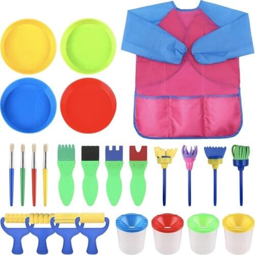 25pcs/set DIY Childrens Sponge Brush Painting Seal EVA Graffiti Brush Brush Stamps Toys Kids Stamps Educational Toys