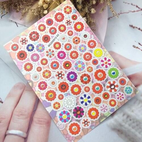 Japanese Style 3d DIY Nail Stickers Back Glue Adhesive Fingernail Decals Autumn Sunflowers Hand Decor Nail Art Women Girls Gifts