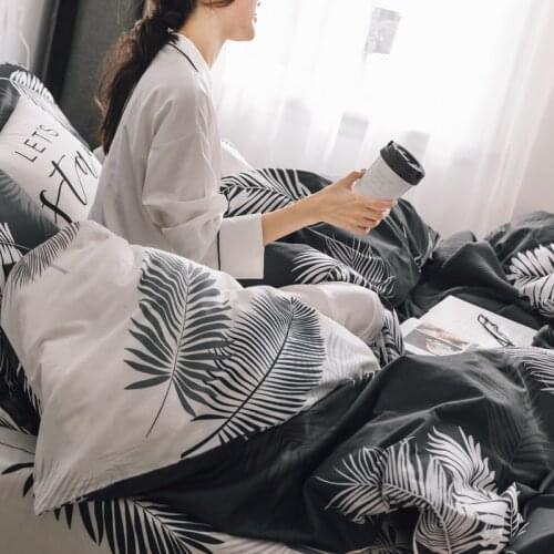 4pcs Bed Cover Ins Style Simple And Fresh Pure Cotton 4-piece Bed Sheet All Bedding Fitted Sale Pillowcases Simplicity Fashion