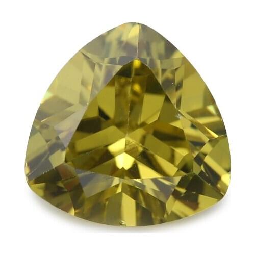 50PCS 3x3~15x15mm Trillion Shape Loose CZ Stone Olive Yellow AAAAA Cubic zirconia Synthetic stone For Jewelry DIY Gems Stone