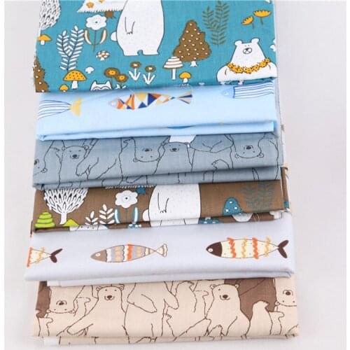 6 Sheets Home Supplies Patchwork Sewing 2 Color DIY Handmade Floral Print Cloth Material Cartoon Animal Cotton Gift Accessories