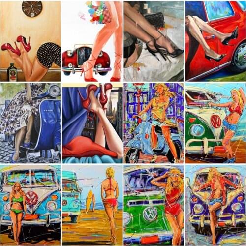 Diamond Painting Character Cross Stitch Sexy Car Model Mosaic Picture Diy Full Diamond Home Background Wall Decoration Painting