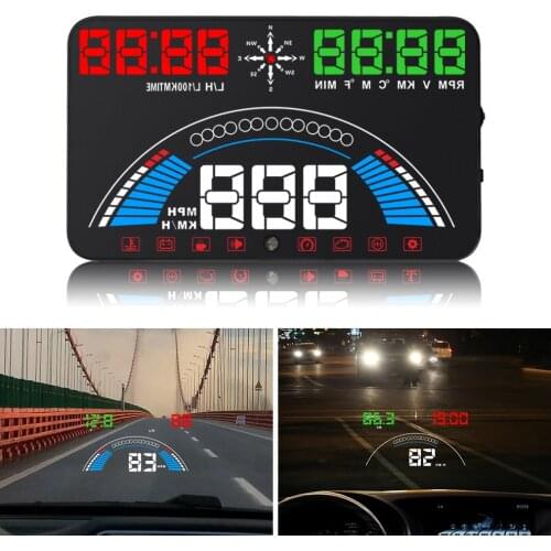 WIIYII Auto HUD 5.8'' Head Up Display Car Speed Projector OBD2 II EUOBD Overspeed Warning Windshield Projector Alarm System S7