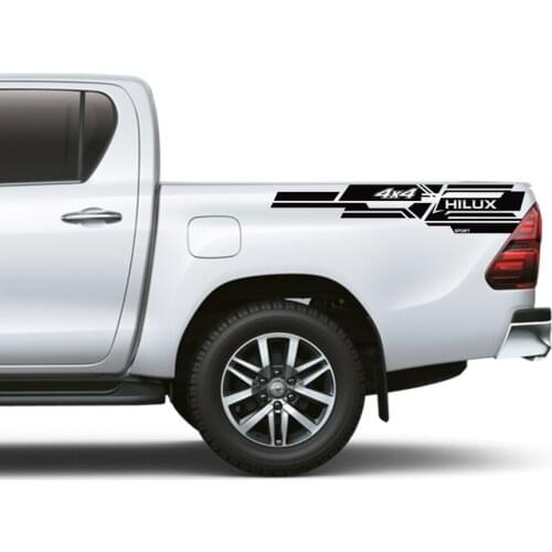 Car decals 2Pcs/set rear trunk gun 4x4 stripe graphic vinyl car sticker for toyota hilux revo vigo