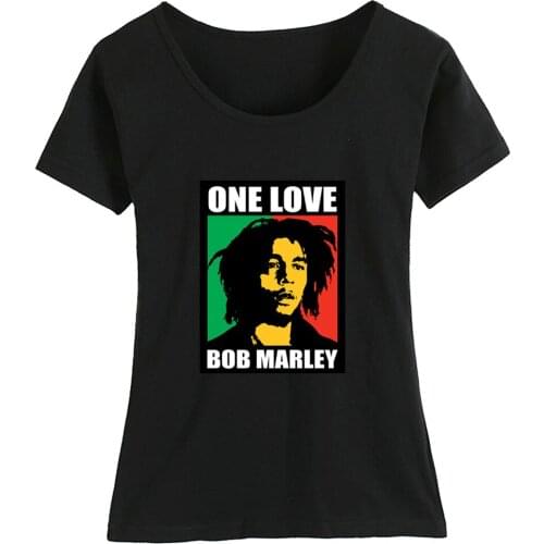 Bob Marley One Love Mellow Mood Cigarette Smoking Black White Silhouette Rock Me Cotton Girl Woman Short Sleeve T Shirt ZIIART