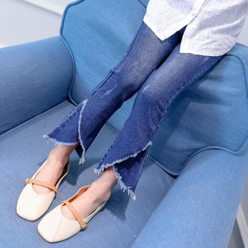 Girls Jeans Autumn 2021 New Style Kids Flared Trousers Fashion Children Denim Pants Baby Girls Clothing 3 4 6 7 8 9 10 11 Years