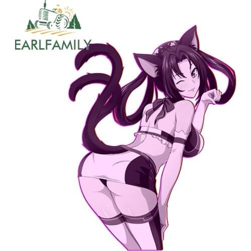 EARLFAMILY 13cm x 9.8cm For High School DxD Kuroka Hentai Vinyl Car Stickers Anime Decal Refrigerator Occlusion Scratch Decor