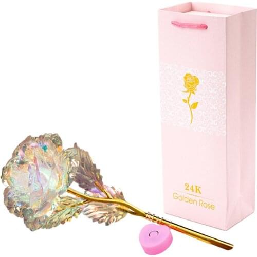 Artificial 24K Golden Foil LED Rose Christmas Valentine Day Birthday Gift Decor