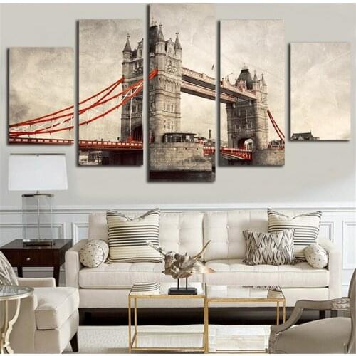 London River Thames Canvas Painting 5 Piece of Printing Art Backdrop For Mordem Home Decor Poster And Prints 30x40 Spray