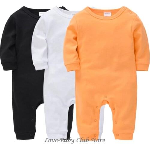 Baby Boys Blank Rompers Solid Color Long Sleeve 100% Cotton Infant Toddlers Clothing Newborn One-Pieces roupa de bebes Infantil