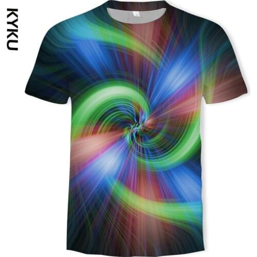 KYKU Dizzy Colorful T shirt Fashion Hypnosis Dazzled 3d Printed T Shirt Men Women Summer Harajuku Tops Tee Funny T shirts