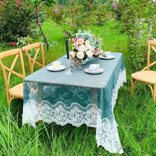 European Hollow out Yarn round Tea Table Cover Minimalist Lace Dining Table Tablecloth Semi-Permeable Tablecloth Chair Cover