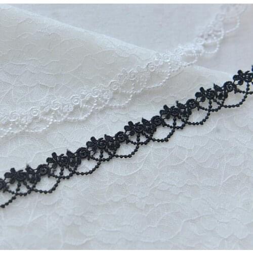 5 Yards 2017 New White Black Color Dangle Embroidery Lace Trim for Bridal Wedding Gown Costume design