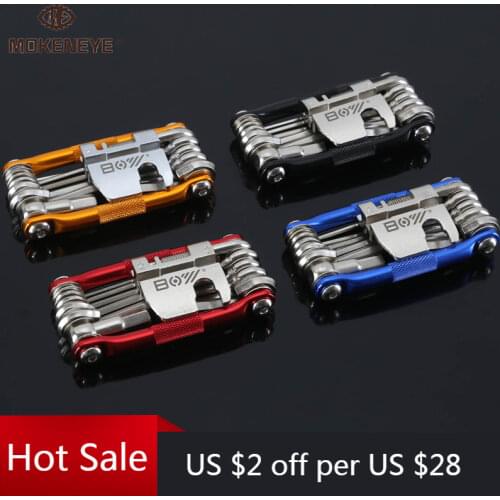 Multifunction 17 In 1 Bicycle Repairing Set Bike Repair Tool Kit Wrench Screwdriver Chain Hex Spoke Wrench Mountain Cycling Tool