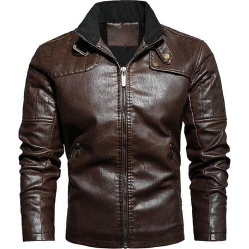 Motorcycle Jacket PU Leather Men Vintage Retro Moto Jacket Motorcycle Clothing Coats Slim Winter Windproof Faux Leather Jacket