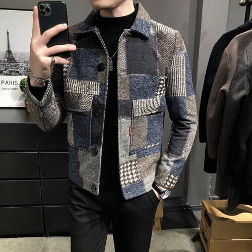 Men Full Sleeve Short Jacke Autumn And Winter Outwear And Patchwork Causal Style Overcoats
