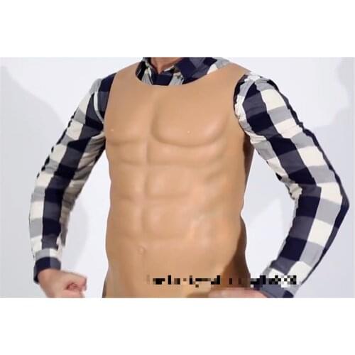 Male Sexy Strong Man Hunk Chest Muscle Silicone Fake Chest Muscle Pecloralis Lifelike Men Bodysuit Shaper Cosplay Handmade Dress