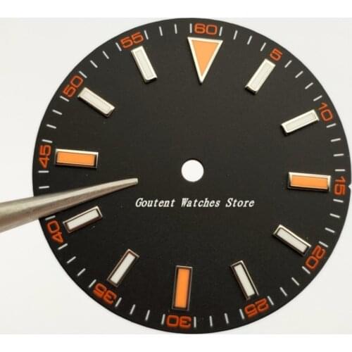 30.8mm Green Luminous Black Watch Dial Accessory Kit For Mingzhu DG2813 Movement