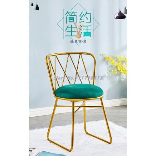 Nordic dining chair light luxury wrought iron leisure chair manicure chair net red modern minimalist ins household backrest make