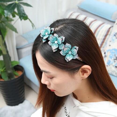 2021 New Girl Elegant Headdress Headband Sweet Simple Flowers Colorful Rhinestone Hair Band for Women Fashion Hair Accessories